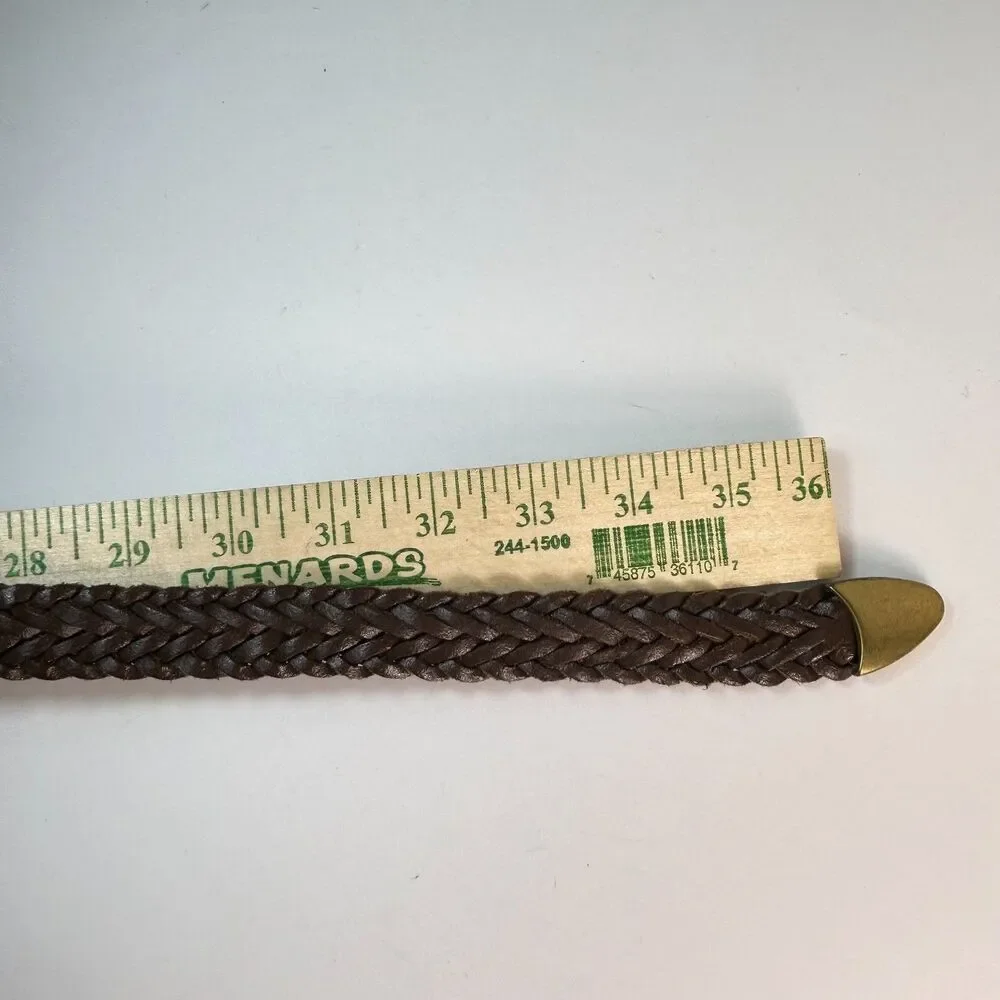 Capezio Women's Brown Braided Woven Brass Buckle Vintage Belt Size S/M